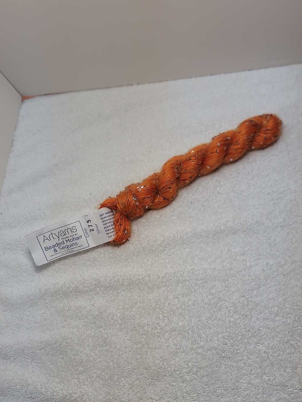 Artyarns Beaded Mohair & Sequins Yarn - Orange -1 Skein -NWT